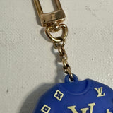 Upcycled LV Shirt Bag Charm in Blue/Yellow