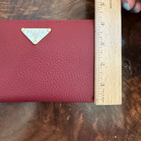 Deep Red Leather Wristlet Bag - w/Upcycled Prada Tag