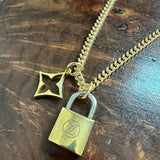 Upcycled LV Padlock Necklace on Gold Filled Chain