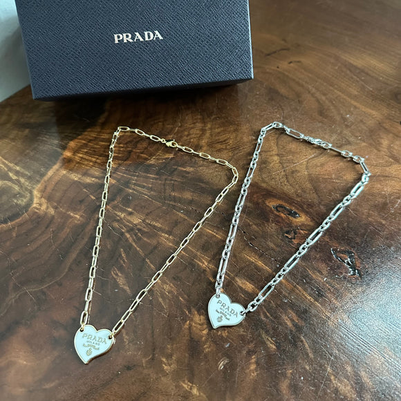 Small Prada Heart Bag Tag Necklace