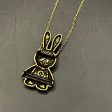 Bronze LV Bunny Charm on Gold-Filled Rolo Chain Necklace