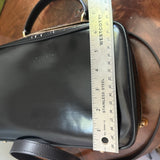 The Junco Crossbody/Clutch - Larger Vintage Gucci Bamboo Cosmetic Bag in Black Leather (Vertical)