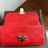 The Junco Wallet on Chain - Vintage LV Mahina in Red Leather