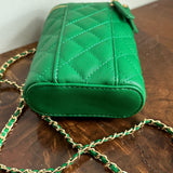 Button Bag - Quilted Green Phone Crossbody with Gucci GG Button