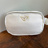 White Nylon Prada Tag Sling/Fanny Bag