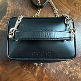 The Junco Crossbody/Clutch - Vintage Gucci Bamboo Cosmetic Bag in Black Leather