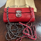 The Junco Wallet on Chain - Vintage LV Mahina in Red Leather