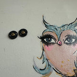 Black/Gold LV Button Stud Earrings