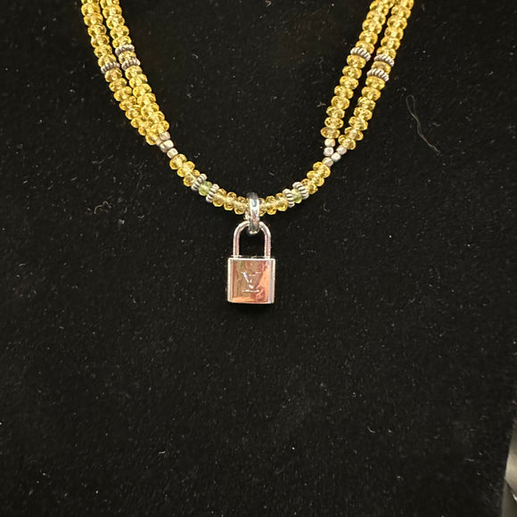 LV Lock Pendant on Citrine Choker Necklace