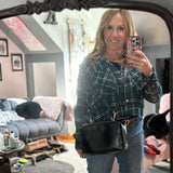 The Junco Crossbody/Clutch - Larger Vintage Gucci Bamboo Cosmetic Bag in Black Leather (Vertical)