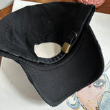 Black Distressed Hat with LV Leather Patch (GREAT FOR MEN!)