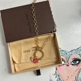 Repurposed LV Keyring with LV Winged Heart Charm Necklace (w/LV BOX!)