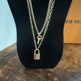 Key to My Heart Brass Padlock Double Layer Necklace