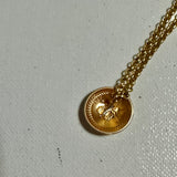 GG Bee Button Necklace - Satin Gold Plated Rolo Chain