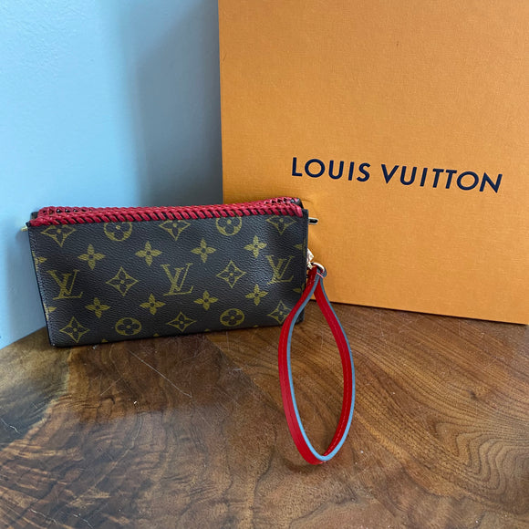 The Junco - Vintage Monogram Wristlet in Red