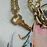 Key to My Heart Brass Padlock Double Layer Necklace