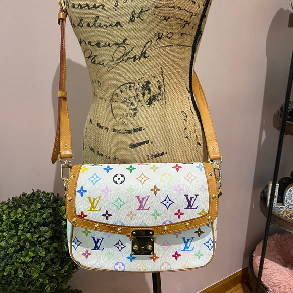 The Egret Crossbody/Shoulder Bag - Vintage Monogram in White Multicolor