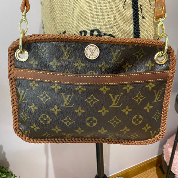 The Chat Crossbody Bag - Vintage Monogram in Tan