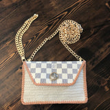 The Wren - Damier and Cream Vintage Wristlet/Crossbody/Clutch