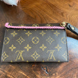 The Junco - Vintage Monogram Wristlet in Barbie Pink