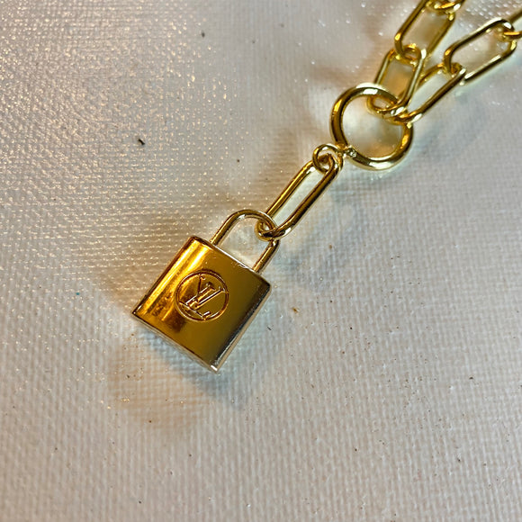 Lock Charm on Gold-Filled Mixed Chain with Toggle Clasp