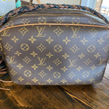 The Chat Crossbody Bag in Brown & Black Monogram