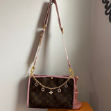 The Swan Crossbody - Vintage Monogram in Blush Pink