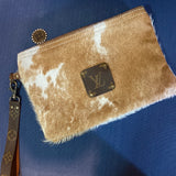 The Mockingbird - Hair on Hide Wristlet Bag with Bronze