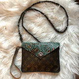 The Falcon - Turquoise Vintage Monogram Wristlet/Crossbody/Clutch