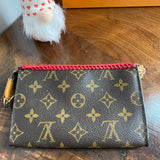 The Junco - Vintage Monogram Wristlet in Red