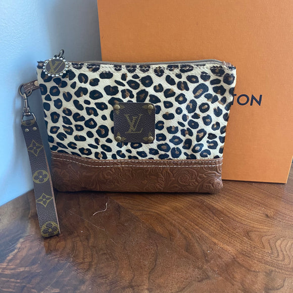 The Mockingbird - Leopard Print Hair on Hide Wristlet Bag