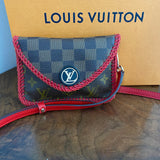 The Mini Falcon - Vintage Damier/Monogram Mix Crossbody in Red