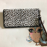 The SHORT Wren - Red/Leopard Vintage Wristlet Bag