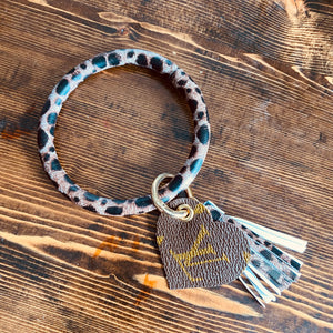 Love my Monogram Heart Bracelet Wristlet Keychain