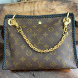 The Swan Crossbody - Vintage Monogram in Black with Brass Chain