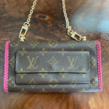 The Junco Wallet Crossbody - Vintage Monogram in Hot Pink