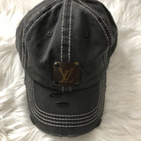 White Stitching Distressed Baseball Hat