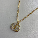 Blingy GG Zipper Pull on Gold-Filled Paperclip Chain Necklace