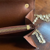 The Junco Wallet Crossbody - Vintage Monogram with Heart Chain