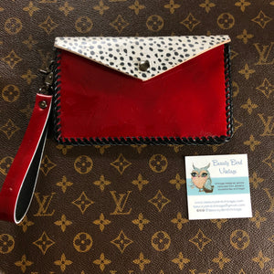 The Wren - Red Vernis/Cheetah Vintage Wristlet/Fanny Pack/Clutch