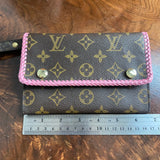 The Junco - Vintage Monogram Wristlet in Barbie Pink