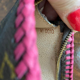 The Junco - Vintage Monogram in Hot Pink Wristlet