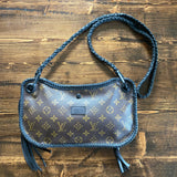 The Peacock - Vintage Monogram Hobo in Black Crossbody