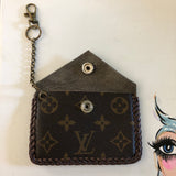 The Chickadee-Cowhide Vintage Card Holder (Monogram Front)