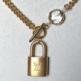 Lock up My Heart Brass Padlock & Crystal on Curb Chain