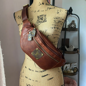 Cognac Leather Sling Bag/Fanny Pack/Bumbag - Monogram LV