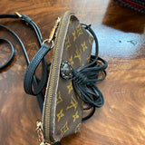 The Junco Crossbody Bag - Vintage Monogram with black fringe