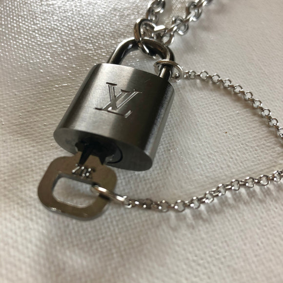 Key to My Heart Titanium Padlock Necklace with GF Cuban Link Chain