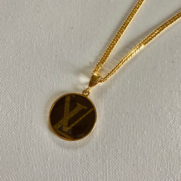 LV Monogram Necklace - GF Herringbone Chain