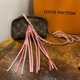 The Junco Crossbody Bag - Vintage Monogram in Pink Fringe